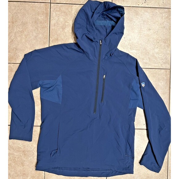 KUHL Jacket Mens S Blue Projekt Traverse Hooded Pullover Coat 1/2 zip Hiking